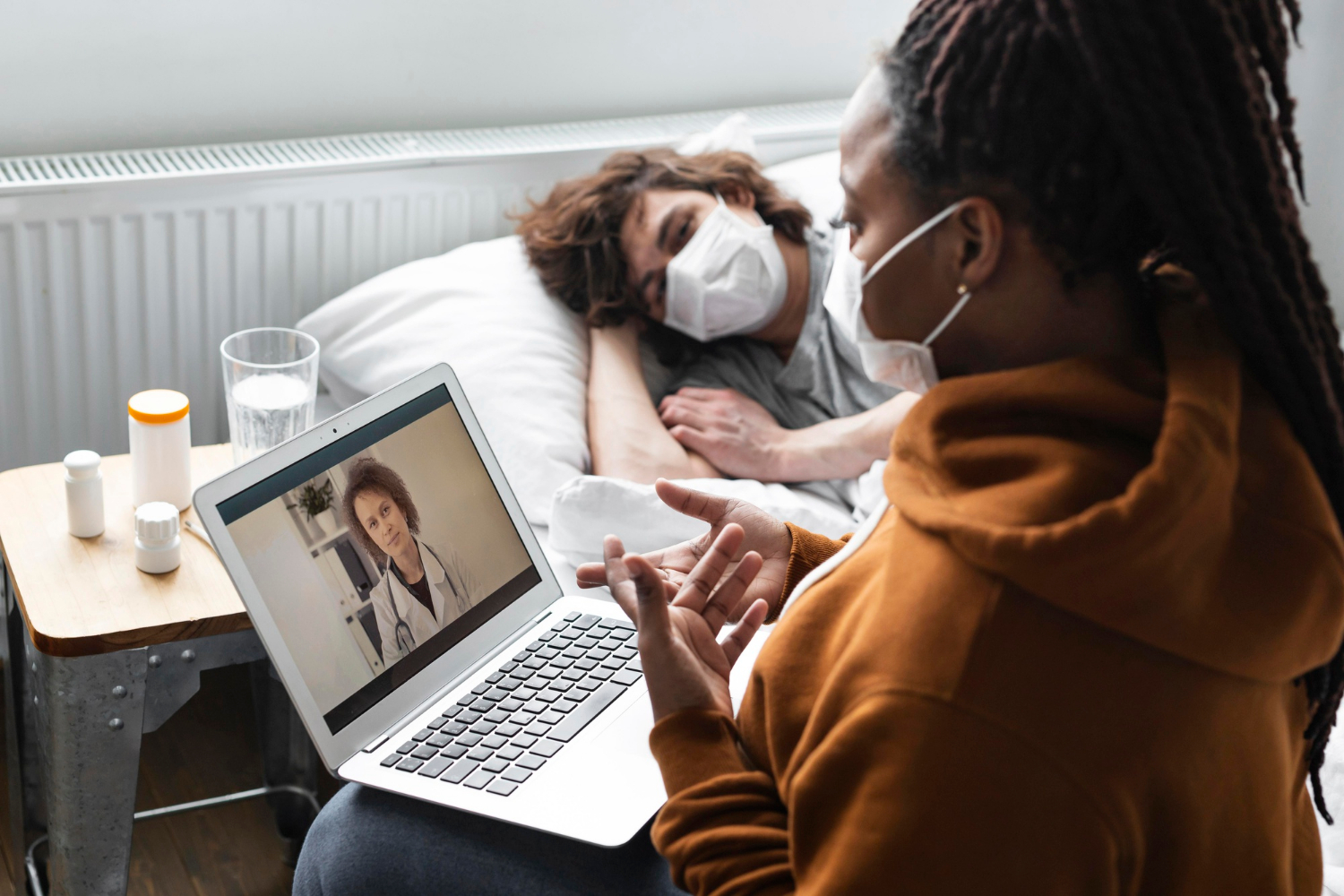 Woman having online chat with a doctor